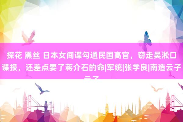 探花 黑丝 日本女间谍勾通民国高官，窃走吴淞口谍报，还差点要了蒋介石的命|军统|张学良|南造云子