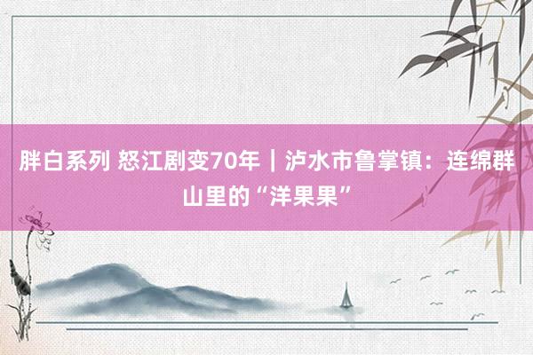 胖白系列 怒江剧变70年｜泸水市鲁掌镇：连绵群山里的“洋果果”