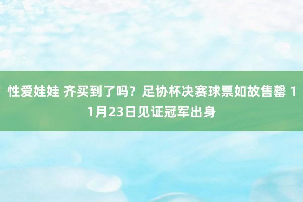 性爱娃娃 齐买到了吗？足协杯决赛球票如故售罄 11月23日见证冠军出身